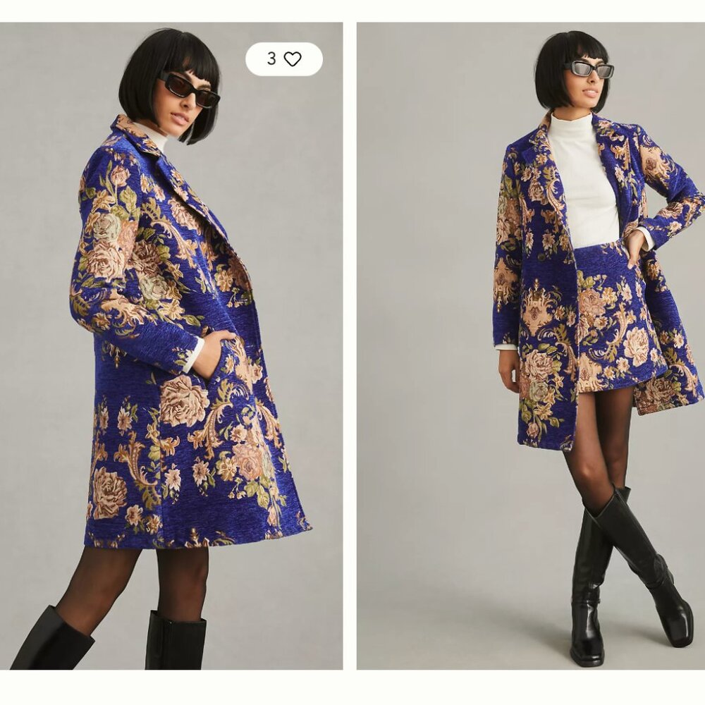 Maeve Anthropologie Brocade Overcoat SZ 2